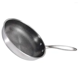 Pans Cooking Utensils Stainless Steel Wok Work Household Skillet Honeycomb Nonstick