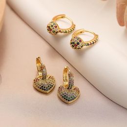 Hoop Earrings Mafisar Trendy Luxury Gold Plated Colour Zircon Geometric Mini Heart Drop Women High Quality Delicate Daily Ear Jewellery