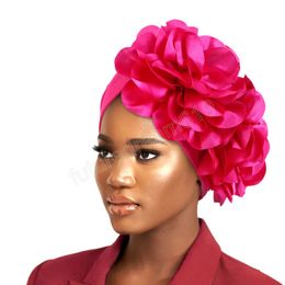 New Women Large Flower African Turban Cap Muslim Hijab Caps Bonnet Islamic Inner Hijabs Headwrap Chemo Cap Ladies Bandanas Cap