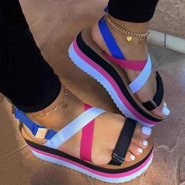 Dress Shoes Pleated PU Leather Wedge Sandals For Women Back Strap Espadrilles Platform Sandles Woman 2023 Summer Thick Bottom Peep Toe