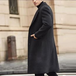 Men's Wool Blends Long Trench Coat British Style Charm Woolen Autumn and Winter Musthave Pocket Fu 231205