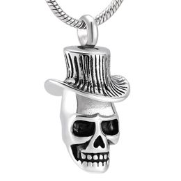 Punk Skeleton Stainless Steel Cool Men Cremation Necklace Memorial Ashes Holder Funeral Urn Pendant Keepsake Jewelry308Q