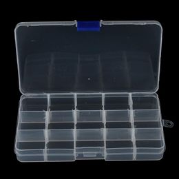 1Pcs Convenient Fishing Lure Tool Case Tackle Boxs Plastic Clear Fishing Track Box With 15 Compartments Whole275Y