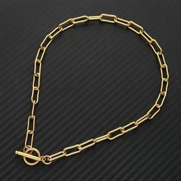 Chokers Toggle Clasp Choker Stainless Steel OT Buckle Thick Chain Necklaces For Women Gold Silver Colour Metal295L