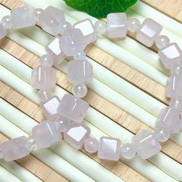 Link Bracelets Natural Rose Quartz Bracelet Women Fashion Reiki Clear Round Stone Strand Bangles Summer Jewellery Gift 1PCS 10x10MM