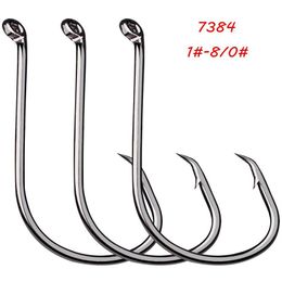 9 Sizes 1#-8 0# 7384 Crank Hook High Carbon Steel Barbed Hooks Fishhooks Asian Carp Fishing Gear 200 Pieces Lot W-3326S