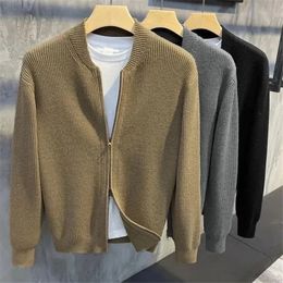 Men's Sweaters Pull a Double Fermeture eclair pour Homme Manteau Slim et Solide Col de Baseball Coreen Cardigan Tendance Collection Automne Hiver 231205