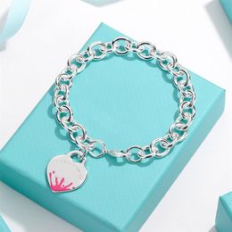 925 silver MOVE BRACELET heart bracelets for women men charm pulseiras famous Jewellery bangles stainless steel pink black blue colo282P
