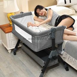 Baby Cribs Foldable Baby Bed Crib Portable Bassinet Bedside Liftable Cradle Bed Playpen NewbornWith Changing Table Storage Bag Mosquito net Q231205