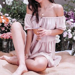 Casual Dresses Women Puff Sleeve Solid Summer Sexy Female Clothes Elegant Cosy Soft All-match Simple Party Korean Style Ulzzang Retro