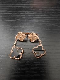 2024 New Model Stud Four Leaf Clover Earring Black Charm Dangle Earrings Designer Earring for Women Girls Valentines Mothers Day Wedding Jewelry Gift