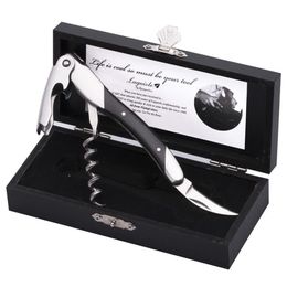 Laguiole Wood Handle Wine Openers Stainless Steel Bottle Opener Corkscrew Wine LNIFE Can Openers in Gift Box Kitchen Accessories Y302f