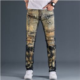 Mens Jeans MenS Pants Locomotive Fashion Denim Trousers Biker High Quality Male Straight Casual Designer Ripped Comfortable Advanced 220829 28-38