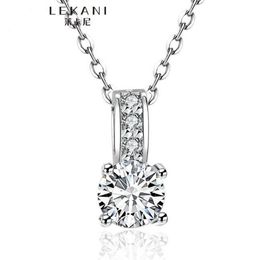 100% Pure 925 Sterling Silver Pendant Necklace 1 5 Ct SONA CZ Diamond Engagement Necklace Solid Silver Wedding Necklaces for Women283c