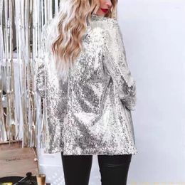 Women's Suits European And American Cardigan Lapel Long Sleeved Sequin Casual Suit Jacket For Women