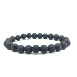 Beaded 8Mm Black Lava Stone Beads Bracelet Diy Rock Essential Oil Diffuser For Women Drop Delivery Jewellery Bracelets Dhfv2