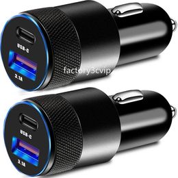 15W Dual Ports USB-C Type c Car Charger Auto Replacement Chargers for iphone 12 13 14 15 Samsung S22 Htc Lg GPS F1