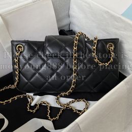 12A Upgrade Mirror Quality Designer Small Baguette Hobo Bag 24cm Womens Genuine Leather Quilted Bags Luxurys Handbags Black Lambskin Shoulder Chain Bag With Box