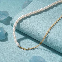 Pendants AIDE S925 Sterling Silver Wedding Jewelry Elegant Necklaces For Women Summer Pearl Paper Clip Splice Neckchain Joias Feminina