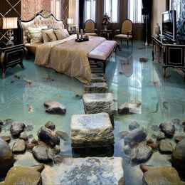 3d stereoscopic floor murals self adhesive wallpaper custom 3d floor Seaside stone pier wallpapers for living room280I