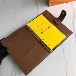 Leather Notebook Bags Holder Credit Case Book Cover Fashion Diary Small Ring Agenda Planner Notebooks Wih Dust Bag and Box brandwo2591