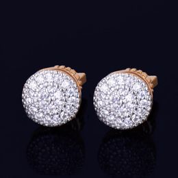 New 8mm Round Stud Earring for Men Women's Charm Ice Out CZ Stone Rock Street Three Colors277F