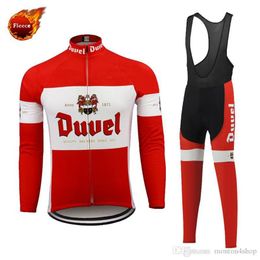 DUVEL Beer Winter 2022 Team CYCLING Jersey Set 19D Gel Pad Bike Pants Ropa Ciclismo Men Thermal Fleece BICYCLE Maillot Culotte Clo301i
