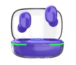 TWS V5.1 True Wireless Stereo Earbuds - Transparent Case, Gaming Hands-free, Digital Display, Low Latency, Auto On, Dual Connection, IPX4 Waterproof,Built-in Mic - Android iOS