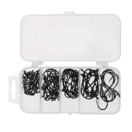 75 Pcs Fishing Hooks High Carbon Steel Barbed Hook Soft Bait Jig Heads Bass Trout Fish Hooks Saltwater with Plastic Box254V