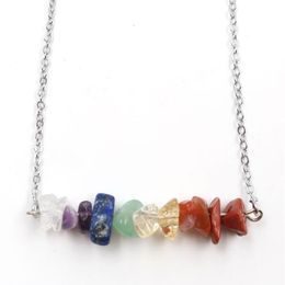 Pendant Necklaces 12Pieces Reiki Healing Natural Crystal Necklace Irregular Gravel Chips Stone Amethysts Amazonite Lapis Lazuli Qu239D