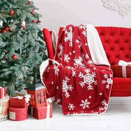 Blankets Bedsure Christmas Holiday Sherpa Fleece Throw Blanket Snowflake Red and White Fuzzy Warm Couch Sofa and Gift 50x60 inches 231204