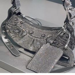 Fashion Luxury Designer Diamonds Bags Moto Style Women Shoulder Bag Studded Rivet Crossbody Shining Purses And Handbags268j