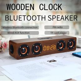 Computer Sers Wooden Clock Wireless Bluetooth Ser TV Echo Wall Home Theatre Quality BT Sound Box FM Radio Stereo Music Surround Bar 231204