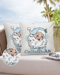 Cushion/Decorative Pillow 2/4PCS Christmas Santa Claus Winter Blue Waterproof Decorative Sofa Throw Pillow Cover Case Garden Patio Cushion Covers 231204