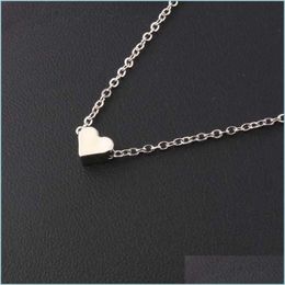 Pendant Necklaces Pendant Necklace Trendy Tiny Heart Short Women Gold Plated Chain Lover Lady Girl Gifts Bijoux Beautifly Drop Deliver Dhvut