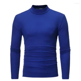 Men's Suits A2969 Collar Fashion Thermal Underwear Men Mock Neck Basic T-shirt Blouse Pullover Long Sleeve Top