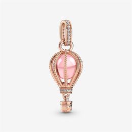 100% 925 Sterling Silver Sparkling Pink -Air Balloon Dangle Charm Fit Original European Charms Bracelet Fashion Wedding Egageme2749