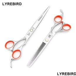 Hair Scissors 7 Inch Cutting 6.5 Thinning Shears Lyrebird Siery Dog Grooming Golden Screw Drop Delivery Products Care Styling Dhtgi