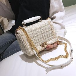 Duffel Bags Luxury Designer Handbag Women Brand Fashion Tweed Mini Bag 2021 Trend Female Elegant Small Chain Shoulder Top Handle T274O