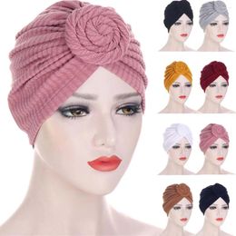 Ethnic Clothing Solid Colour Women Muslim Hijab Twist Knot Bonnet Turbante Cancer Chemo Cap Headwrap Scarf Beanies Ladies Headcover