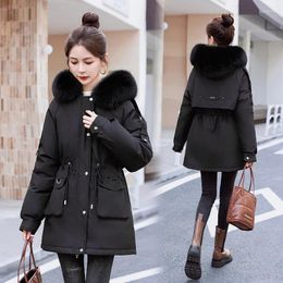 Women's Trench Coats Winter Korean Jacket Women Parka Clothing Long Wool Lining Hooded Fur Collar Thick Insulation Detachable Outwear