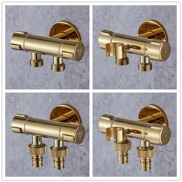 Angle s G12 Golden Oneintwoout Threeway Brass Diverter With Shower Seat Multifunction Triangle Faucet 231205