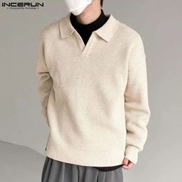 Men's Sweaters Pulls decontractes Koeran pour hommes pulls pour hommes revers de document manches longues Streetwear automne S-5XL INCERUN 231205