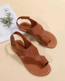 Slippers A395ZXWomen S Flat Sandals PU Leather Open Toe Ladies Beach Shoes Summer Sexy Buckle Strap Flip Flops Sandalias