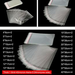100pcs Thicken Clear Self-adhesive Cellophane Bag Self Sealing Small Plastic Bags Packing Resealable Jewellery Packaging Pouch2002