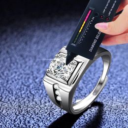 PT950 Platinum Rings For Men 1 CT Moissanite Ring Eternity Engagement Wedding Band274B