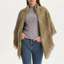 Scarves Plaid Triangle Scarf Winter Shawl Print Fringe For Women Wide Warm Stylish With Contrast