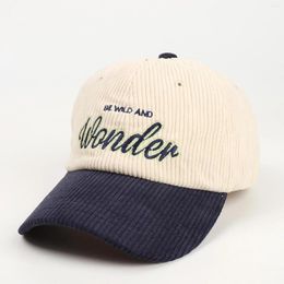 Ball Caps Classic Corduroy Colour Block Baseball Vintage Casual Fashion Letter Embroidered Outdoors Sunscreen Hat