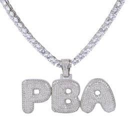 A-Z Custom Name Letters Name Necklaces & Pendant Charm For Men Women Gold Silver Color Cubic Zirconia with Rope Chain Gifts244E