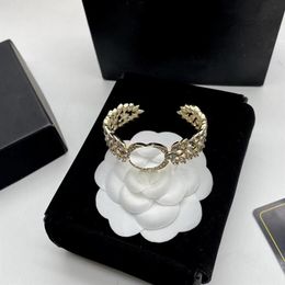 Designer Women Charm Bracelets Crystal Rhinestone Double Letter Stainless Steel Bangles Jewelry Fashion Women Elegance Jewellery B299o